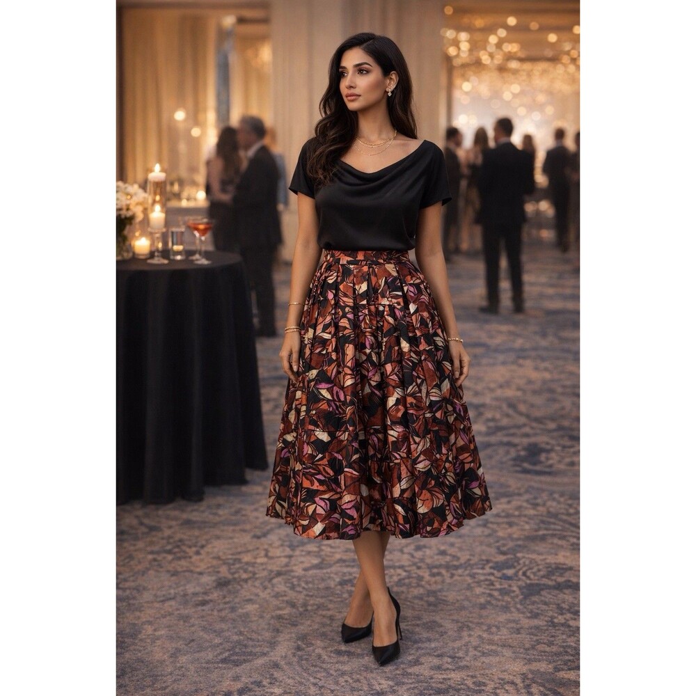 Francis + Benedict Midi Skirt  Cocktail Floral Abstract Small African NWT